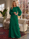 Jersey A-Line Crew Neck Formal Dresses with 3D Flowers
