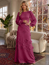 Jersey A-Line Crew Neck Formal Dresses with 3D Flowers