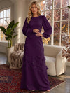 Jersey A-Line Crew Neck Formal Dresses with 3D Flowers
