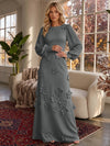 Jersey A-Line Crew Neck Formal Dresses with 3D Flowers