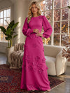Jersey A-Line Crew Neck Formal Dresses with 3D Flowers