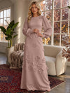 Jersey A-Line Crew Neck Formal Dresses with 3D Flowers