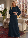 Jersey A-Line Crew Neck Formal Dresses with 3D Flowers