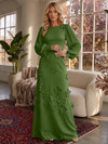 Jersey A-Line Crew Neck Formal Dresses with 3D Flowers