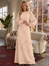 Jersey A-Line Crew Neck Formal Dresses with 3D Flowers