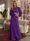 Jersey A-Line Crew Neck Formal Dresses with 3D Flowers
