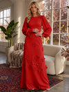 Jersey A-Line Crew Neck Formal Dresses with 3D Flowers