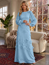 Jersey A-Line Crew Neck Formal Dresses with 3D Flowers
