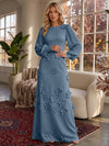 Jersey A-Line Crew Neck Formal Dresses with 3D Flowers