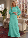 Jersey A-Line Crew Neck Formal Dresses with 3D Flowers