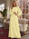 Jersey A-Line Crew Neck Formal Dresses with 3D Flowers