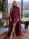 Jersey A-Line V Neck Formal Dresses with 3D Flowers