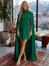 Jersey A-Line V Neck Formal Dresses with 3D Flowers