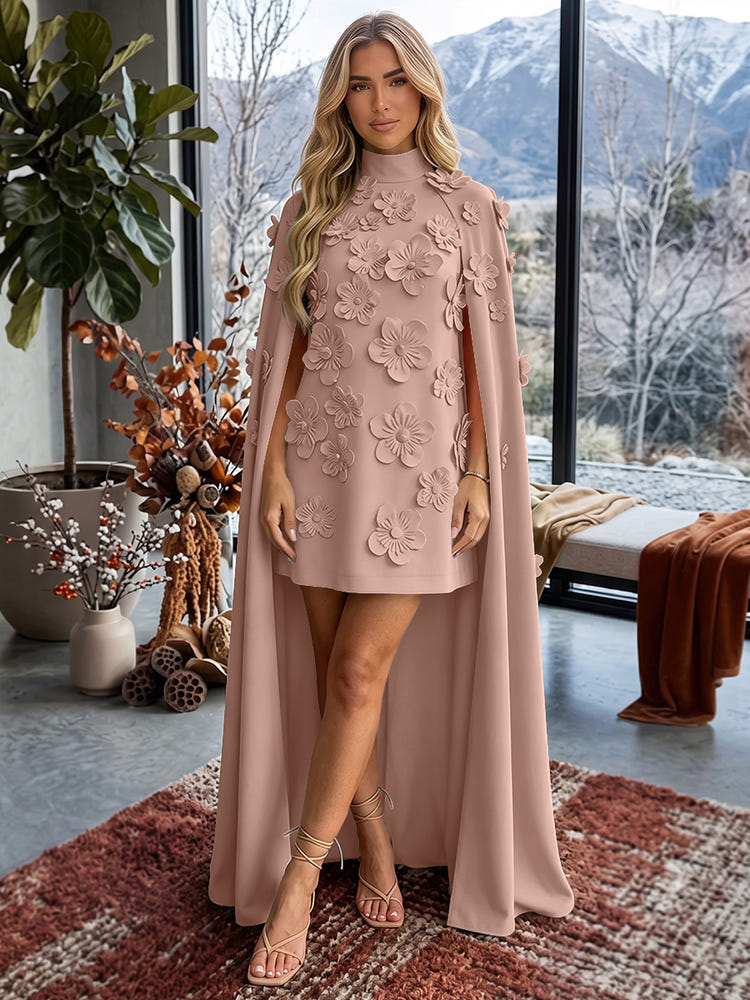 Jersey A-Line V Neck Formal Dresses with 3D Flowers