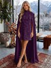 Jersey A-Line V Neck Formal Dresses with 3D Flowers