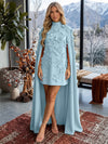 Jersey A-Line V Neck Formal Dresses with 3D Flowers