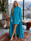 Jersey A-Line V Neck Formal Dresses with 3D Flowers