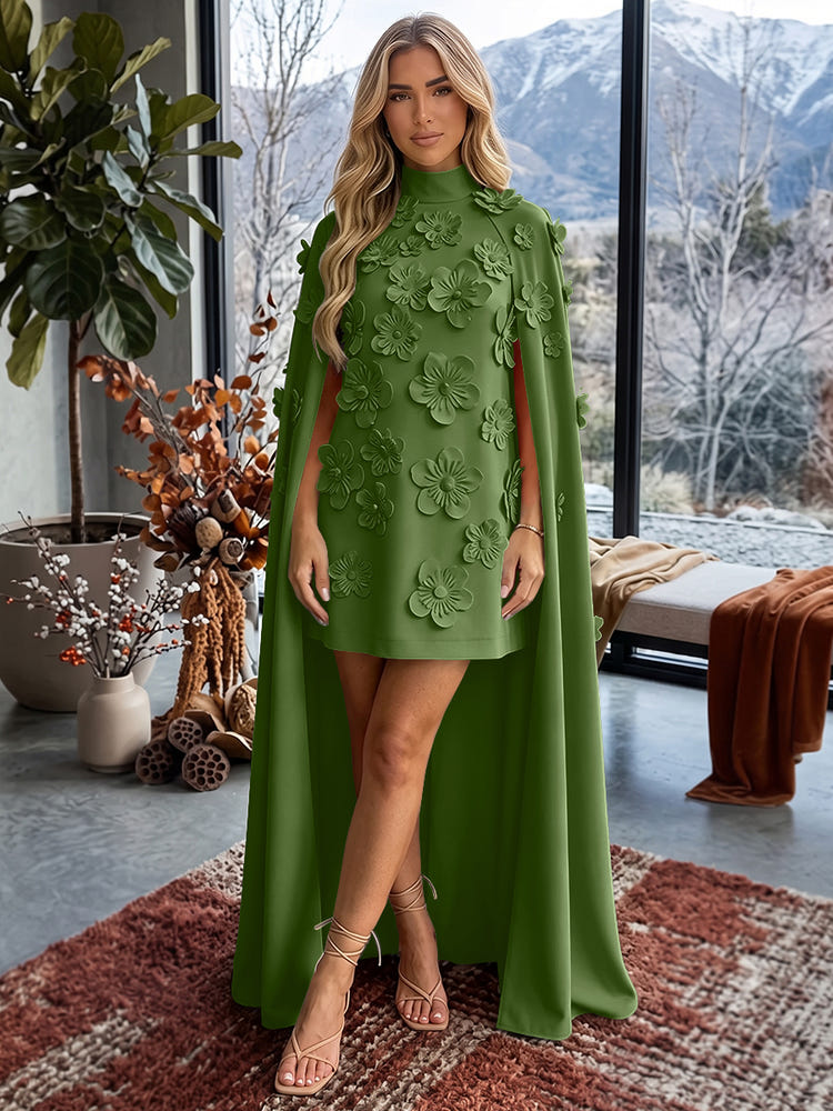 Jersey A-Line V Neck Formal Dresses with 3D Flowers