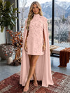 Jersey A-Line V Neck Formal Dresses with 3D Flowers