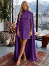 Jersey A-Line V Neck Formal Dresses with 3D Flowers