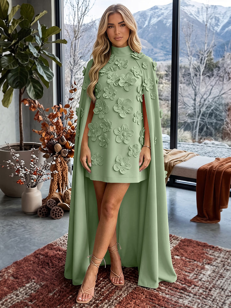 Jersey A-Line V Neck Formal Dresses with 3D Flowers
