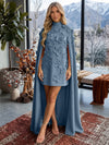 Jersey A-Line V Neck Formal Dresses with 3D Flowers