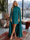 Jersey A-Line V Neck Formal Dresses with 3D Flowers