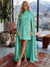 Jersey A-Line V Neck Formal Dresses with 3D Flowers