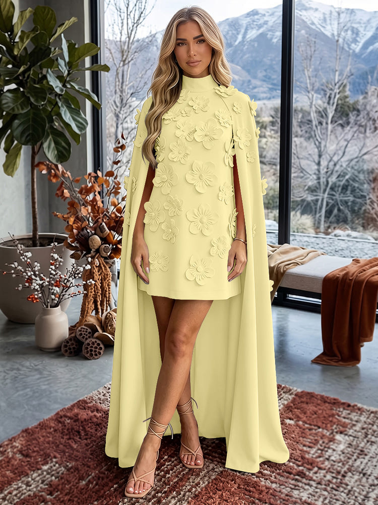 Jersey A-Line V Neck Formal Dresses with 3D Flowers