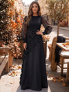 Satin A-Line Boat Neck  Formal Dresses with 3D Flowers