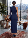 Jersey Sheath One Shoulder Formal Dresses with 3D Flowers