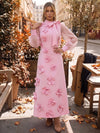 Jersey A-Line High Neck Formal Dresses with 3D Flowers