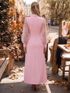 Jersey A-Line High Neck Formal Dresses with 3D Flowers