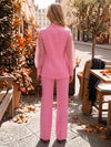 Jersey Pantsuit High Neck Sets with 3D Flowers