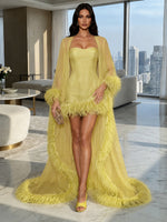 Chiffon Sheath Halter Formal Dresses with Sheer Chiffon Flowing Cape