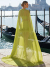 Jersey Bodycon Strapless Formal Dresses with Sheer Chiffon Flowing Cape