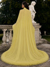 Jersey Bodycon High Neck Formal Dresses with Sheer Chiffon Flowing Cape