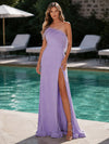 Jersey A-Line One Shoulder Formal Dresses with Side Slit