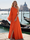 Jersey A-Line One Shoulder Formal Dresses with Side Slit