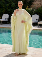 Chiffon A-Line High Neck Formal Dresses with Caps