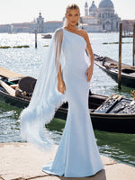 Jersey Mermaid One Shoulder Formal Dresses with Sash