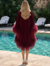 Velvet Sheath High Neck Formal Dresses with Caps
