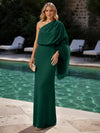 Jersey Sheath One Shoulder Formal Dresses with Feathers