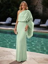 Jersey Sheath One Shoulder Formal Dresses with Feathers
