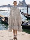 Sequin A-Line High Neck Formal Dresses with Natural Feather Fringe Hem
