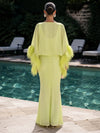 Chiffon Mermaid V Neck Formal Dresses with Caps