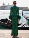 Sequin Bodycon High Neck Formal Dresses with Keyhole