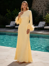 Chiffon A-Line Crew Neck Formal Dresses with Feathers