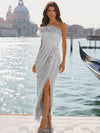 Sequin Bodycon Strapless Formal Dresses with Corset Bodice