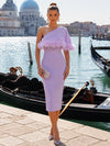 Satin Bodycon One Shoulder Formal Dresses with Feathers